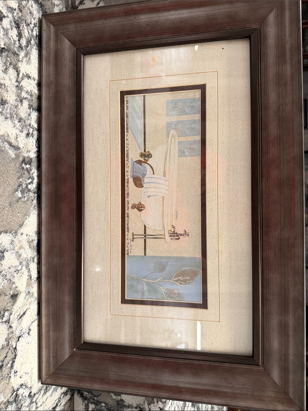 Framed Bathroom Art Print in Brown and Cream by Grace Pullen